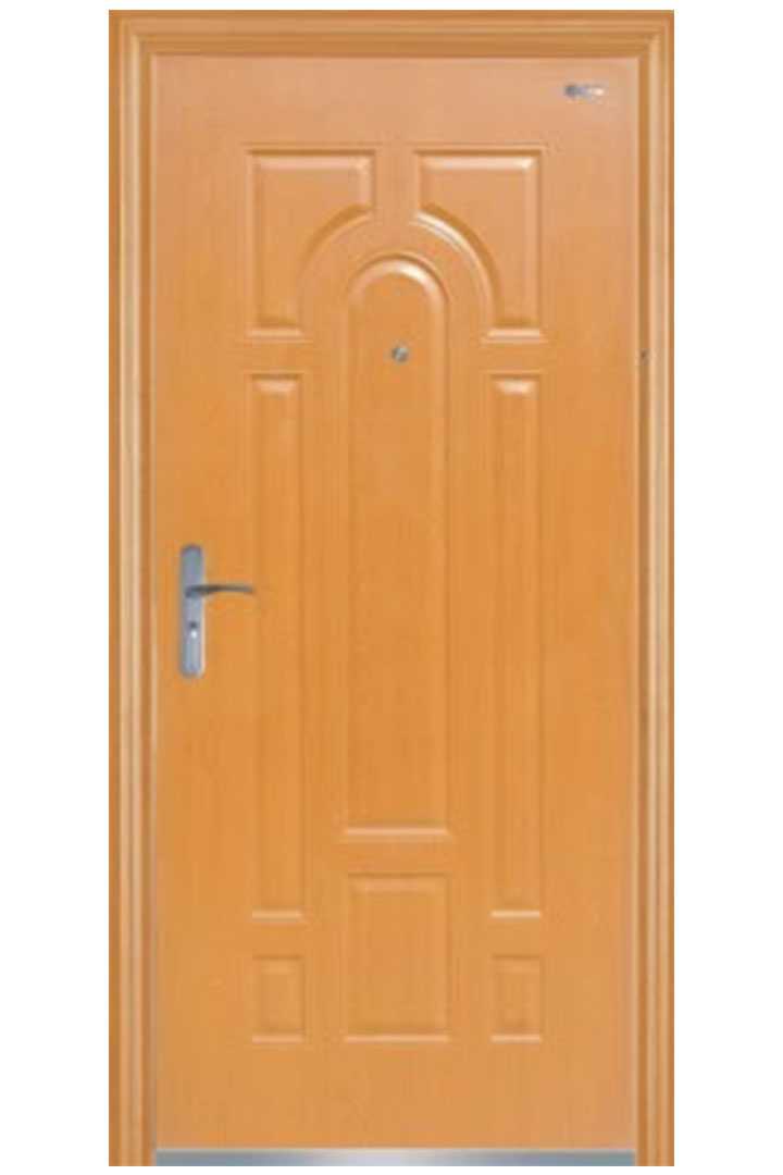 Film Coated Residential Steel Entrance Door - Wooden Finished Style - 3 Feet
